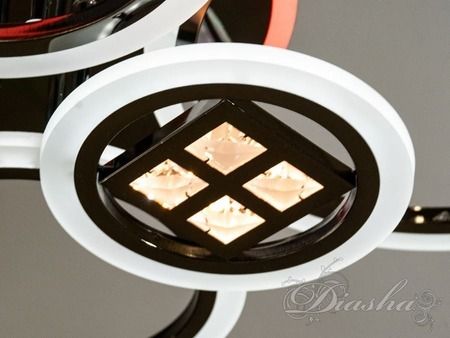 Потолочная Светодиодная люстра с пультом диммером и подсветкой 150W Черный Хром