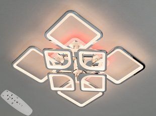 Хром Светодиодная LED люстра с пультом и подсветкой 155W, хром или золотая