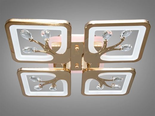 Золота Світлодіодна LED люстра з пультом підсвічуванням та кришталем 85W