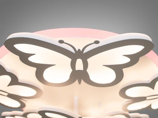 Світлодіодна LED люстра з пультом та підсвічуванням 105W Метелики в дитячу дівчині