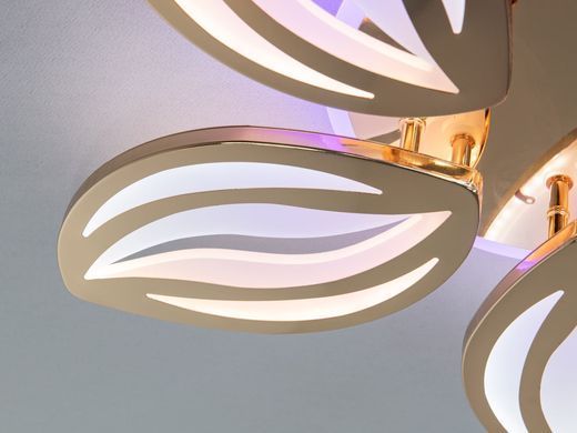Золота Світлодіодна LED люстра з пультом та підсвічуванням 75W