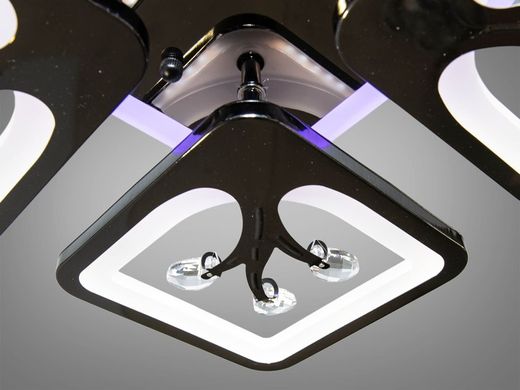 Черный Хром Светодиодная LED люстра с пультом подсветкой и хрусталем 85W